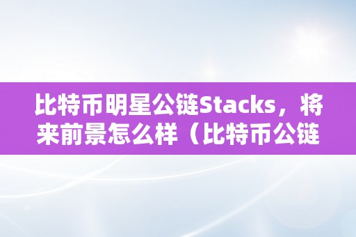 比特币明星公链Stacks，将来前景怎么样（比特币公链叫什么）