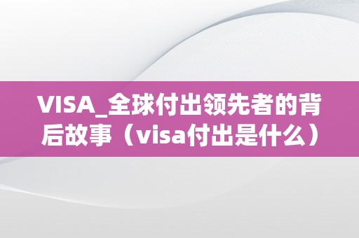 VISA_全球付出领先者的背后故事（visa付出是什么）