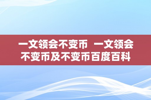 一文领会不变币  一文领会不变币及不变币百度百科