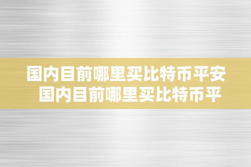 国内目前哪里买比特币平安  国内目前哪里买比特币平安？比特币交易平台选择指南