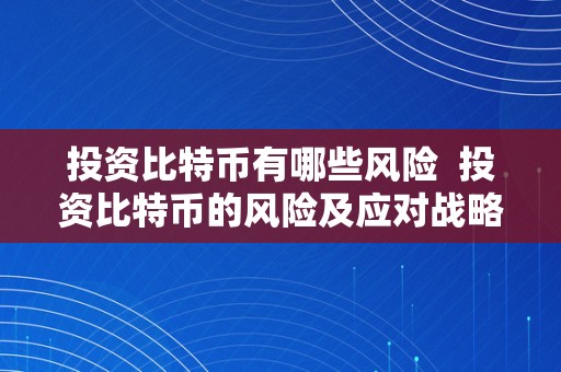 投资比特币有哪些风险  投资比特币的风险及应对战略