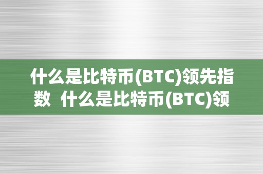 什么是比特币(BTC)领先指数  什么是比特币(BTC)领先指数