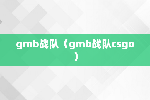 gmb战队（gmb战队csgo）