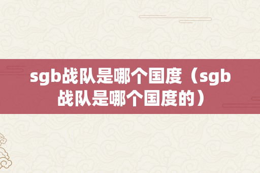 sgb战队是哪个国度（sgb战队是哪个国度的）