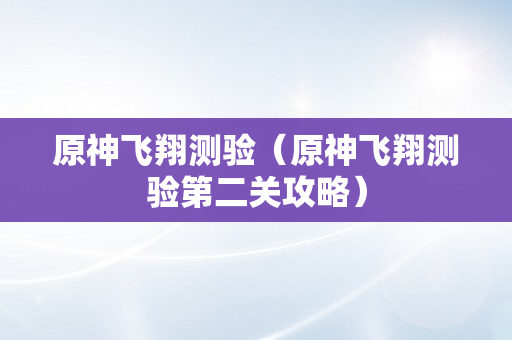 原神飞翔测验（原神飞翔测验第二关攻略）